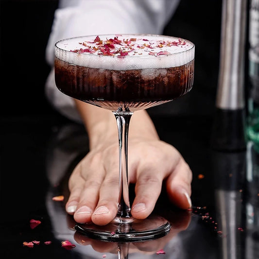 Pinstriped Cocktail Coupe Glasses