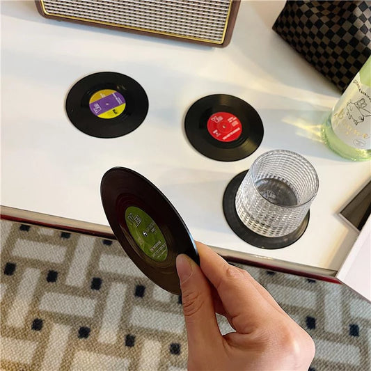 Retro Vinyl Coasters Set